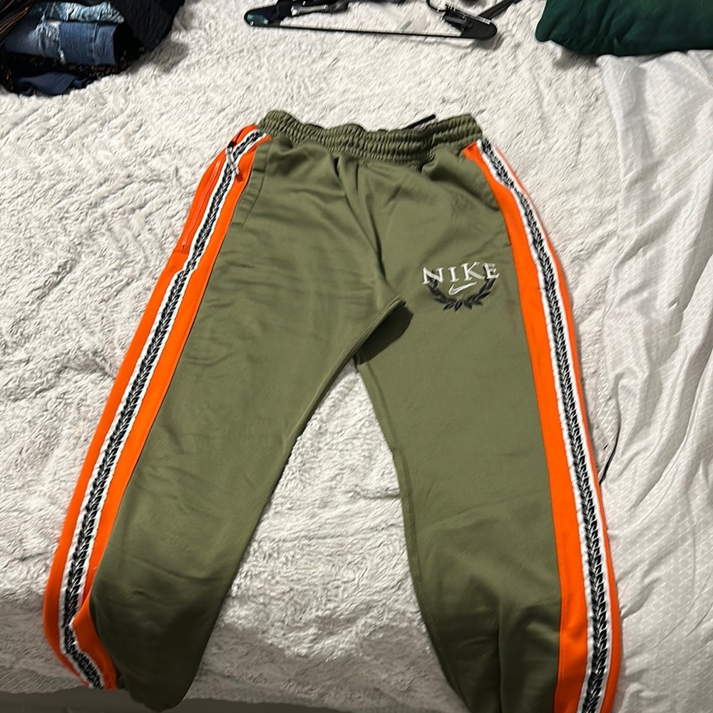 Nike Green Pants with Orange Accents